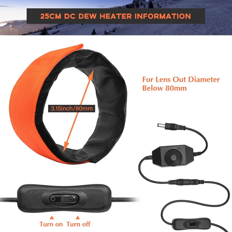 Tydeux 250mm DC Lens Heater Warmer Dew Heater Strip for Telescopes Camera DSLR Lens Telescope Eyepieces Less Than 3.15 inch (80mm) in Diameter - Image 3